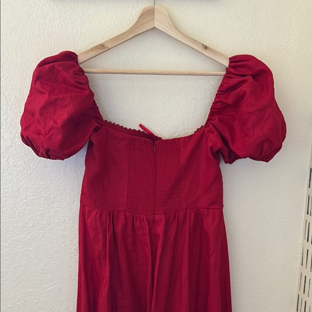 Reformation Marella Linen Dress Cherry - Picture 8 of 10